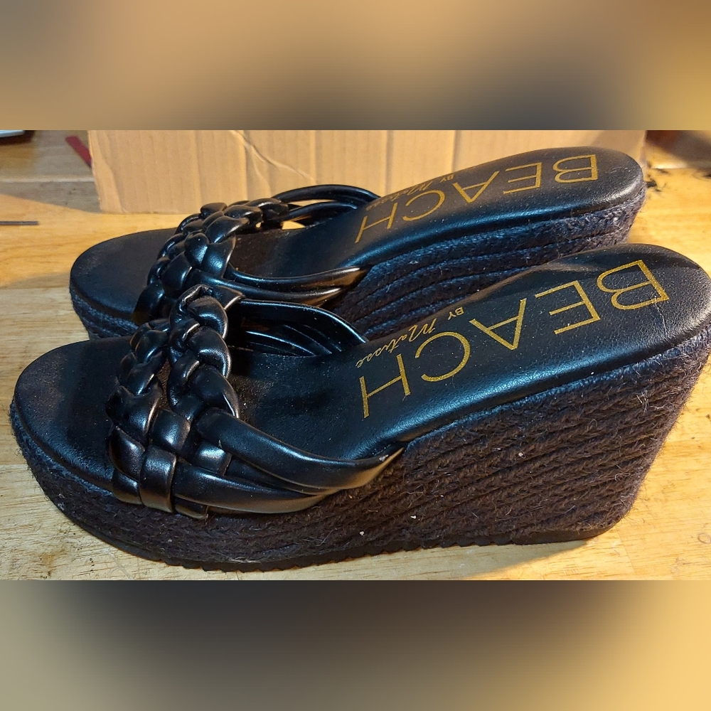 Matisse Sasha Black Wedge Slides